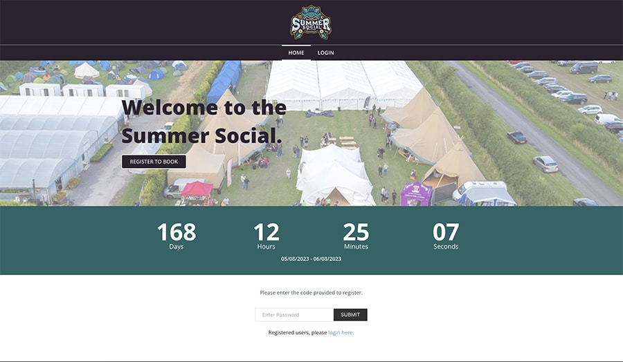 Summer Social - private festival membership website.