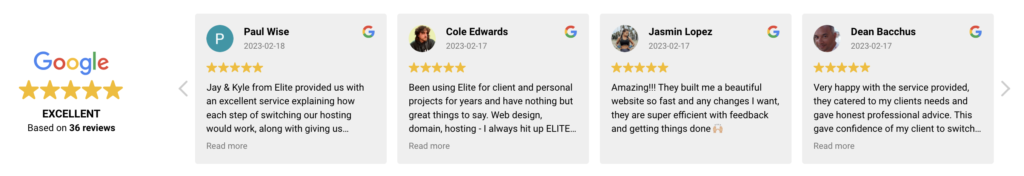 elite web co google five star customer reviews